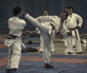 Karate competition head kick