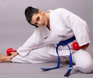 Female karate student
